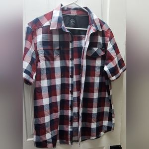 WRANGLER ATG Red White Blue Short Sleeve Button Up Short Sleeve